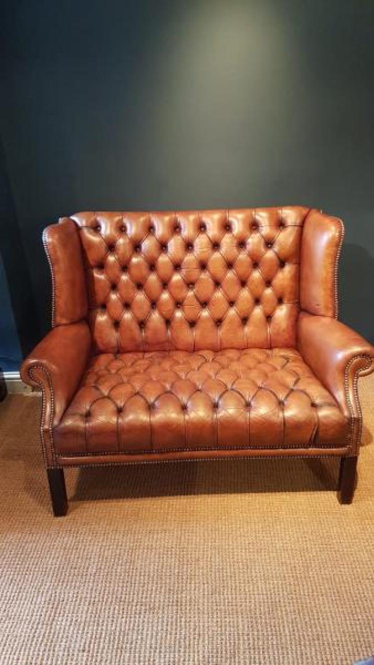 Small 1920's Wing Back Chesterfield Sofa - Image 1