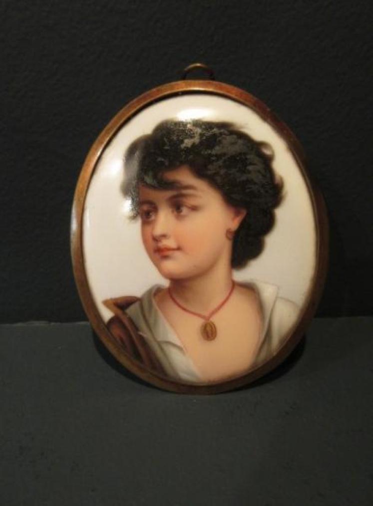 19th Century Oval Berlin Porcelain Miniature Plaque - Image 1