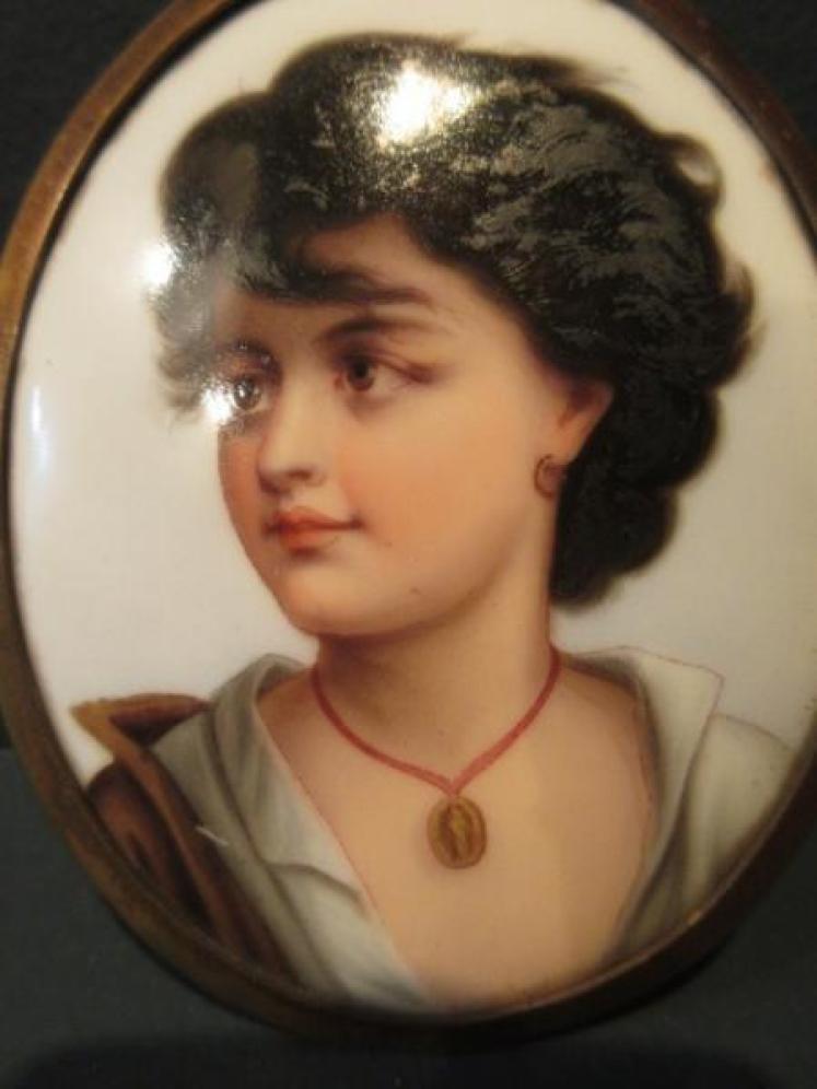 19th Century Oval Berlin Porcelain Miniature Plaque - Image 2