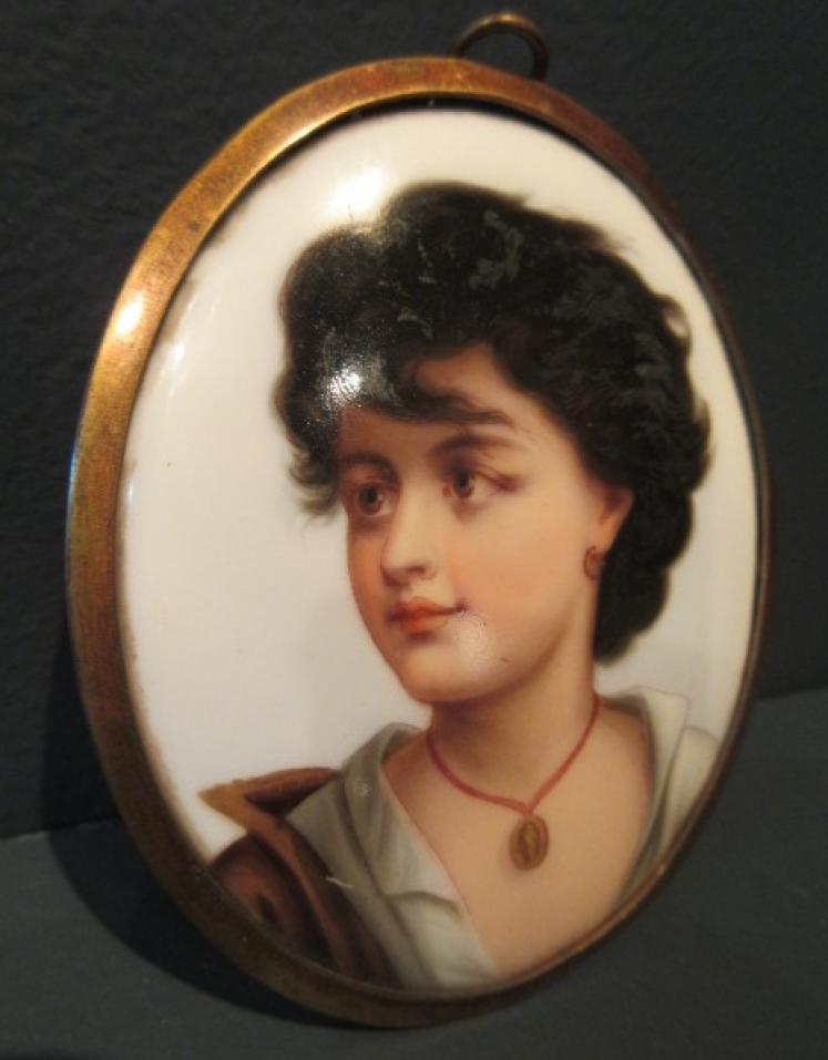 19th Century Oval Berlin Porcelain Miniature Plaque - Image 4