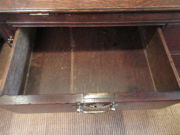 Small George II Period Oak Fall Front Bureau - Image 7