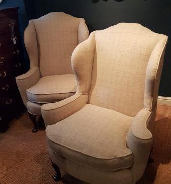 Superb Matching Pair of Victorian Wing Back Arm Chairs