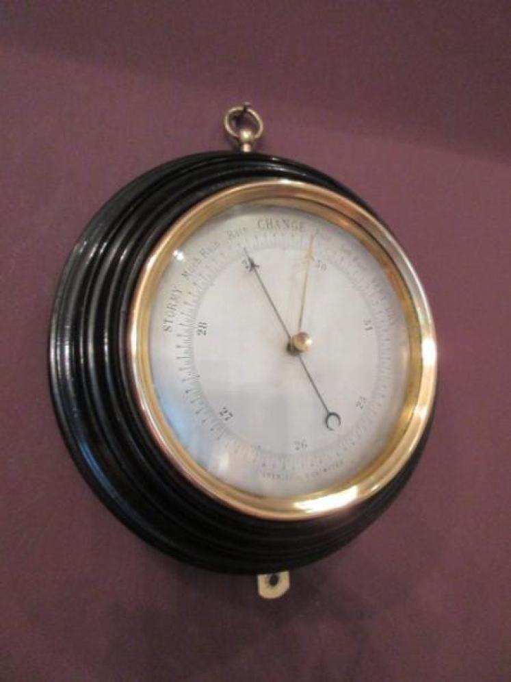 Antique Marine Barometer in Ebony Case - Image 1