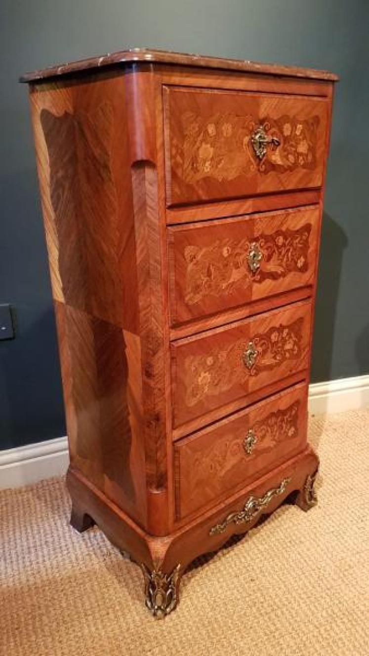 Superb Matching Pair of Inlaid Walnut Secretaire Chests - Image 3