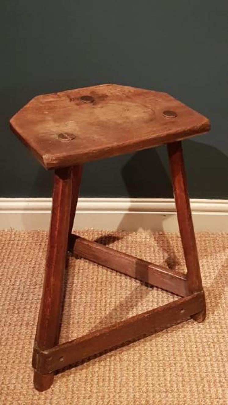 Primitive Ash and Elm Butlers Stool - Image 1