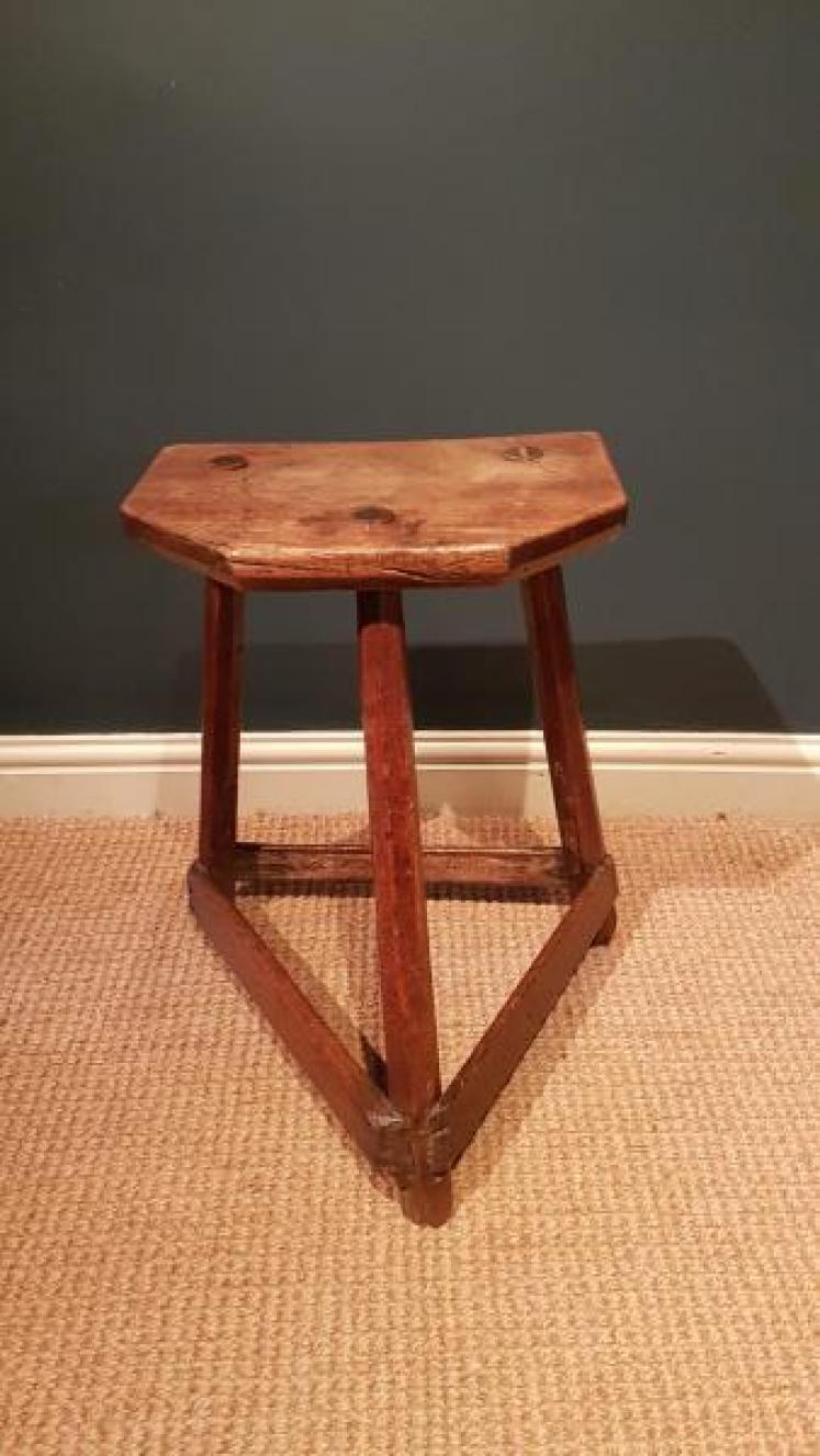Primitive Ash and Elm Butlers Stool - Image 2