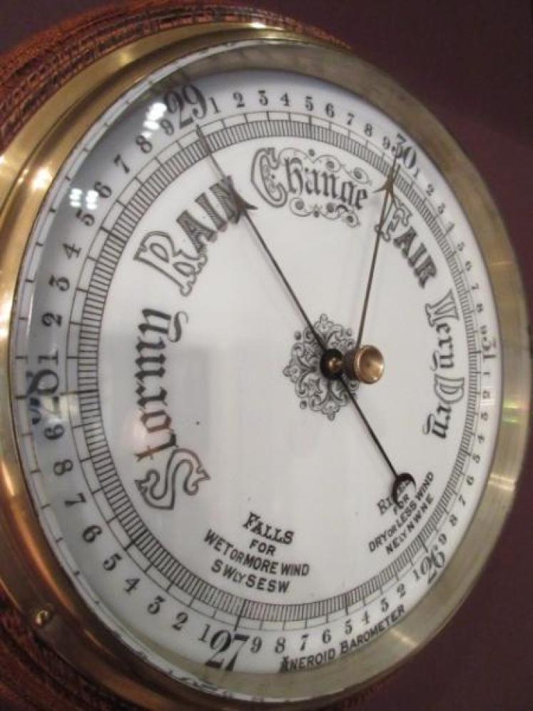 Large Antique Polished Oak Ship's Barometer - Image 4