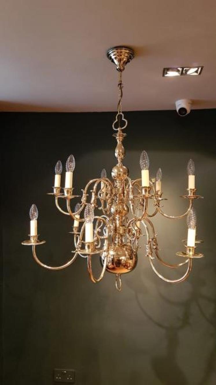 Superb Edwardian Solid Brass Two Tier Chandelier - Image 1