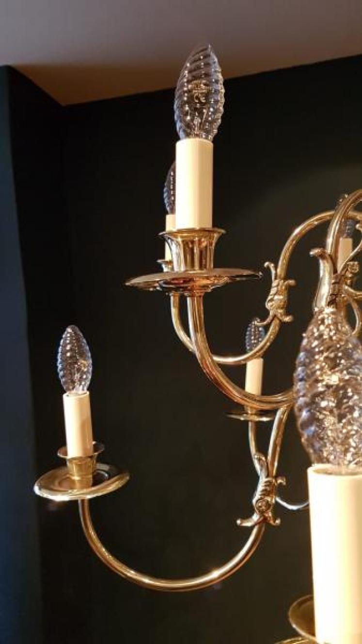 Superb Edwardian Solid Brass Two Tier Chandelier - Image 5
