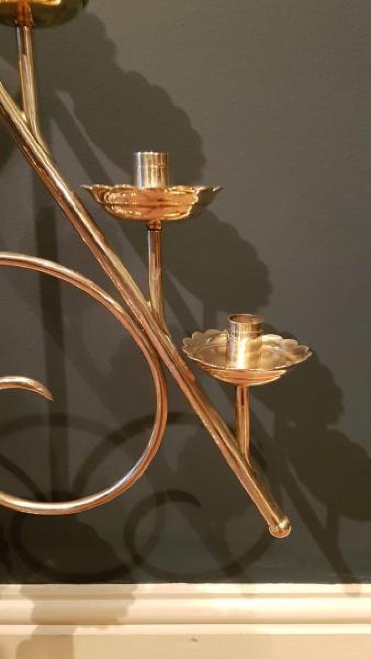 Impressive Matching Pair of Brass Church Candelabra - Image 2