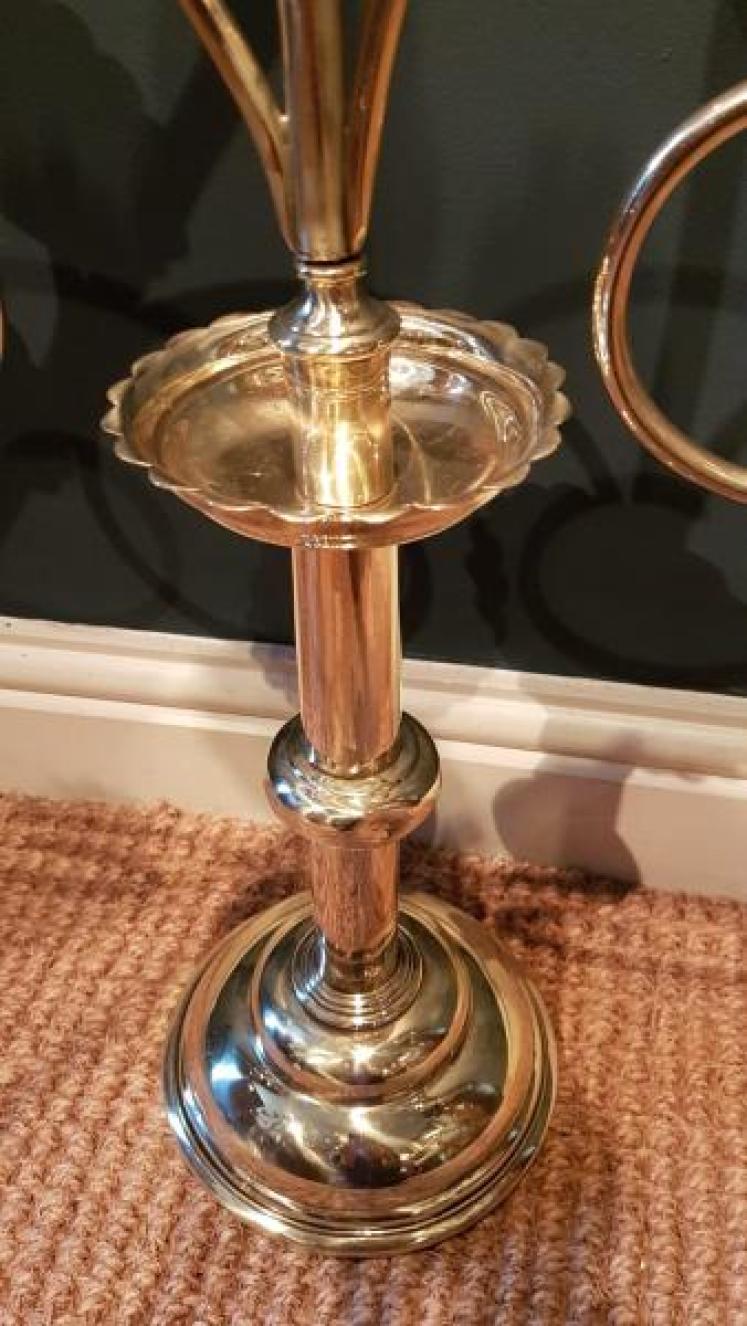 Impressive Matching Pair of Brass Church Candelabra - Image 3