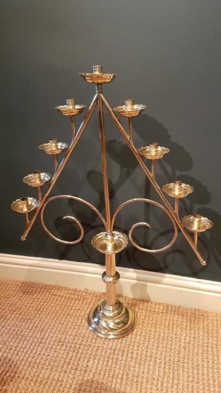 Impressive Matching Pair of Brass Church Candelabra - Image 6