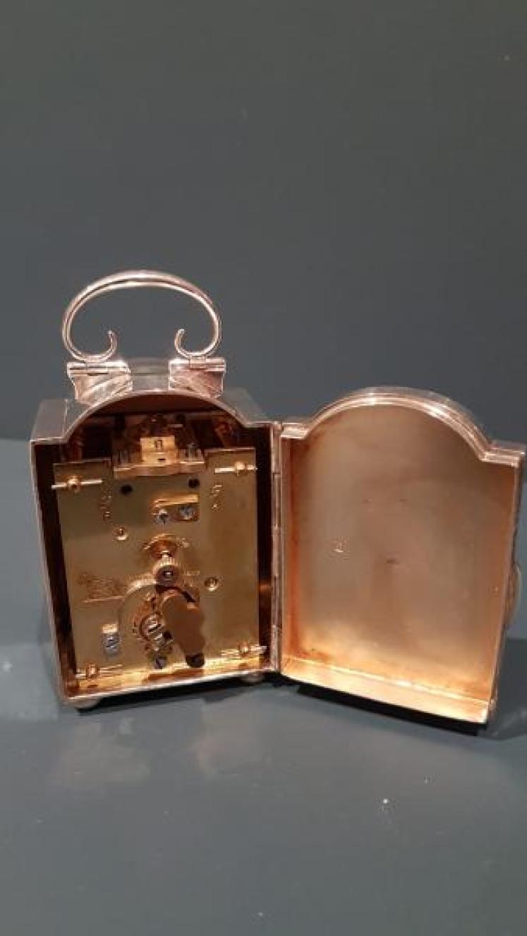Small Edwardian Walker & Hall Silver Carriage Clock - Image 4
