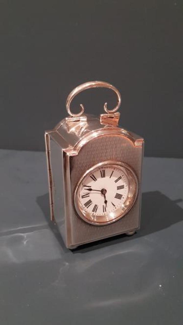 Small Edwardian Walker & Hall Silver Carriage Clock - Image 7