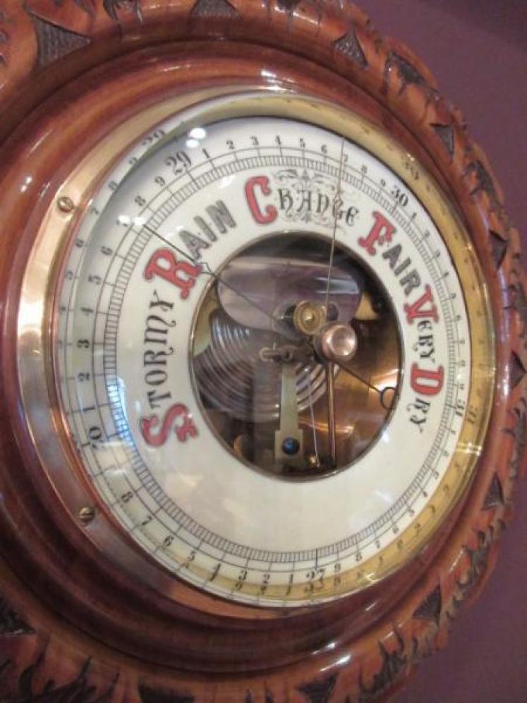 Superb Large Antique Walnut Skeletonised Barometer - Image 2
