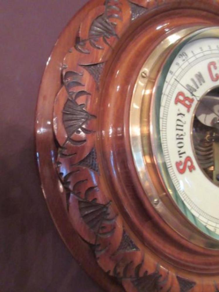 Superb Large Antique Walnut Skeletonised Barometer - Image 4