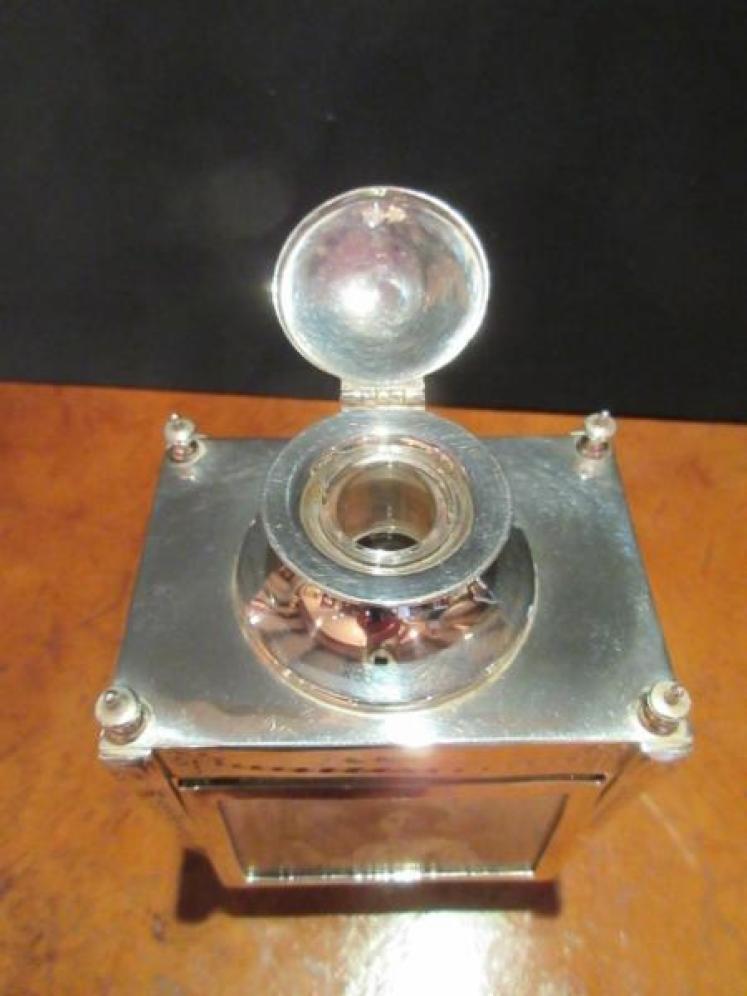 Superb Antique Silver Desktop Photo Frame & Inkwell Stand - Image 2