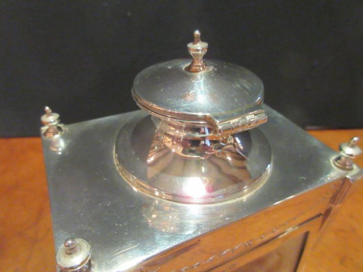 Superb Antique Silver Desktop Photo Frame & Inkwell Stand - Image 4