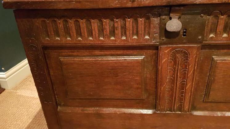 Small Period Oak Two Panel Coffer  - Image 5