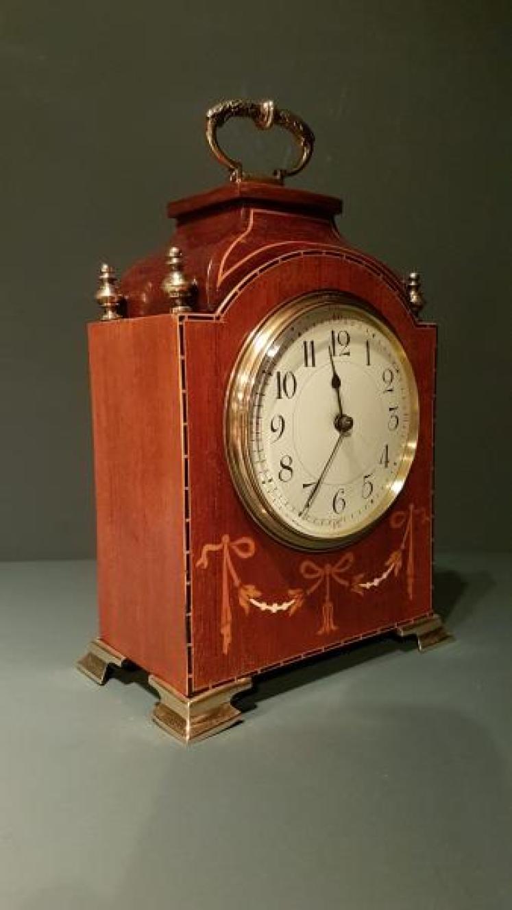 Fine Quality Edwardian Inlaid Mahogany Mantel Clock - Image 2