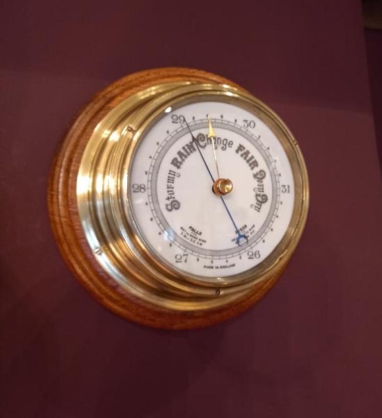 Antique Polished Brass Bulkhead Marine Barometer - Image 7