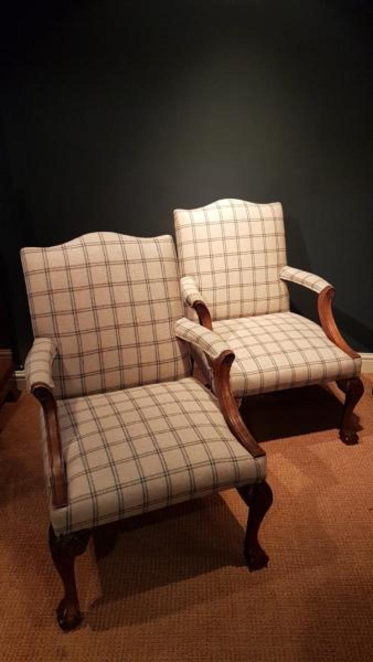 Matching Pair of Antique Gainsborough Chairs - Image 1