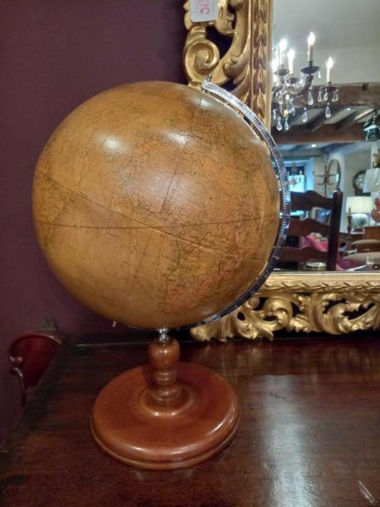 Superb Antique 12" Papier Mache Terrestrial Globe - Image 1