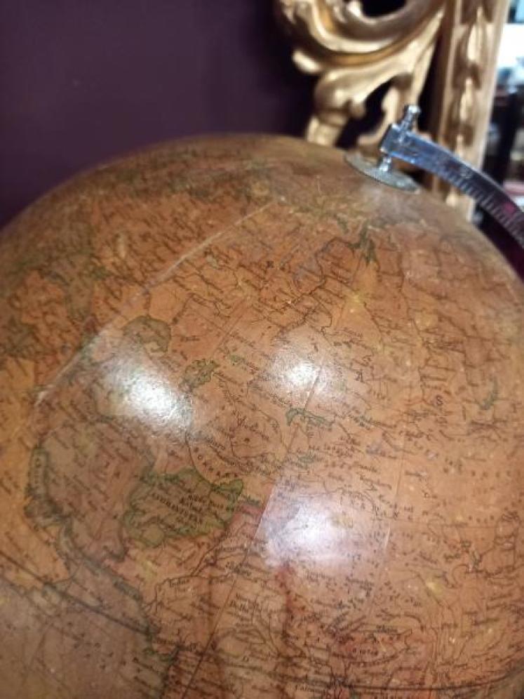 Superb Antique 12" Papier Mache Terrestrial Globe - Image 2