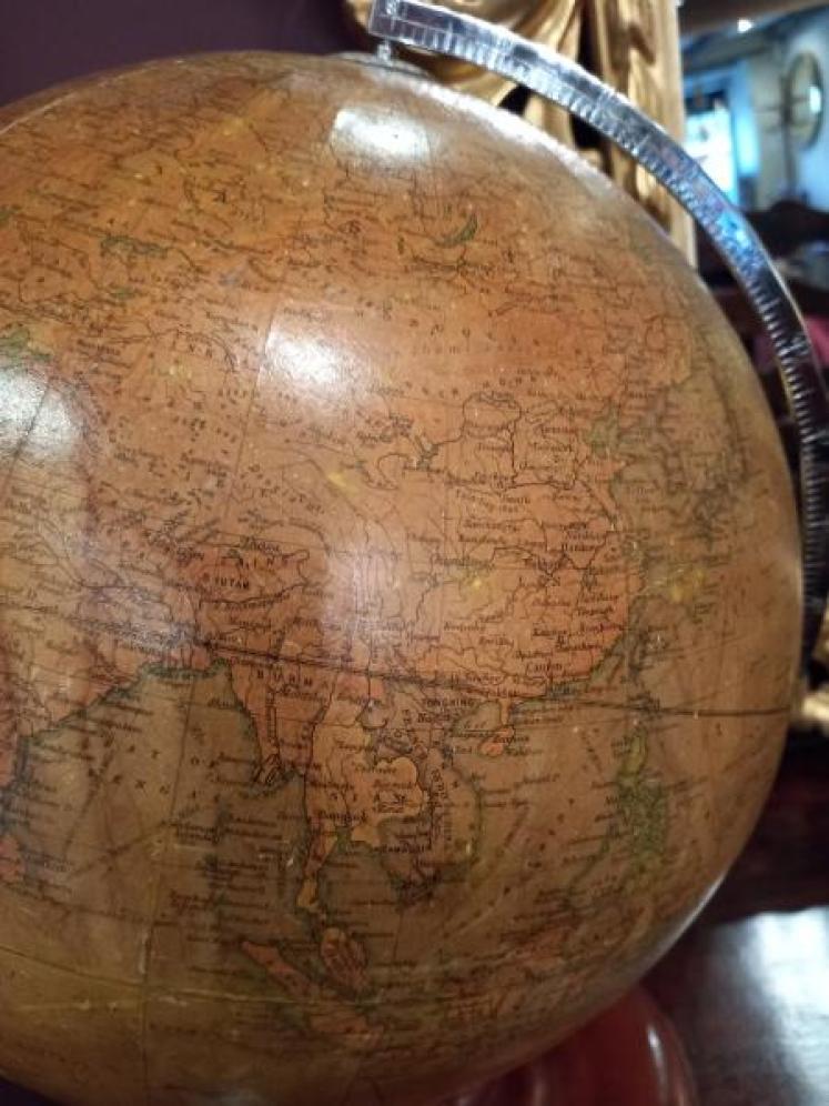 Superb Antique 12" Papier Mache Terrestrial Globe - Image 3