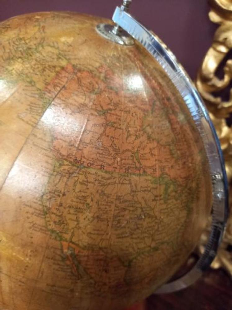 Superb Antique 12" Papier Mache Terrestrial Globe - Image 4