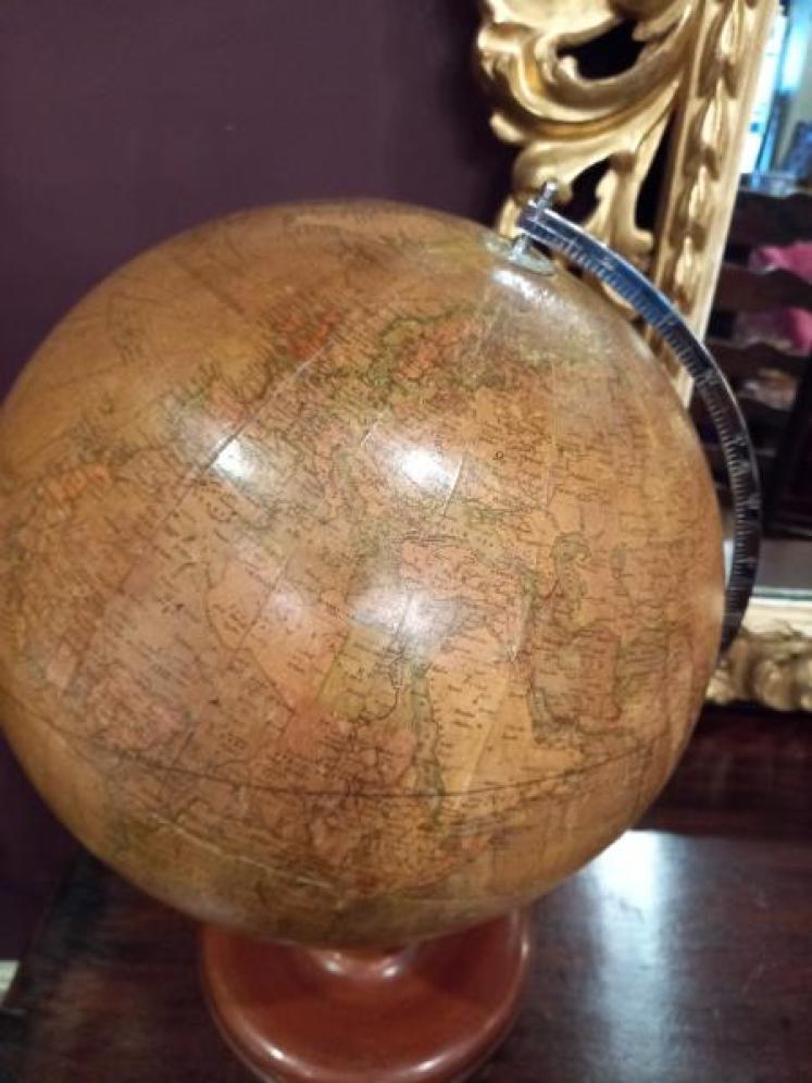 Superb Antique 12" Papier Mache Terrestrial Globe - Image 7