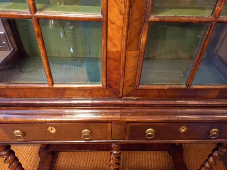 Antique William & Mary Style Walnut Cabinet on Stand - Image 4