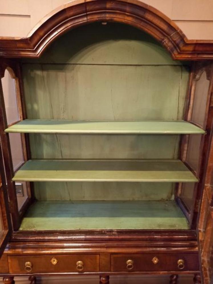 Antique William & Mary Style Walnut Cabinet on Stand - Image 5