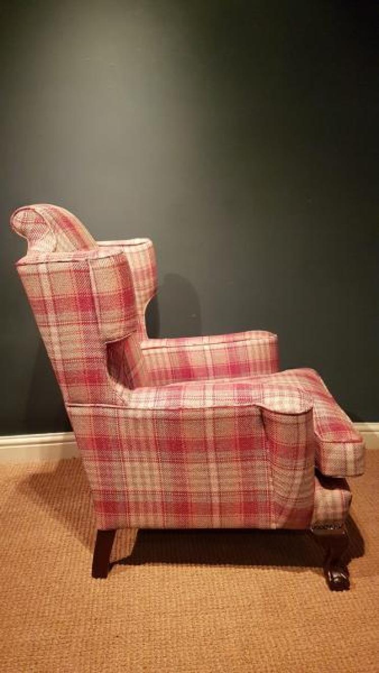 Matching Pair of Antique Wing Back Arm Chairs - Image 2