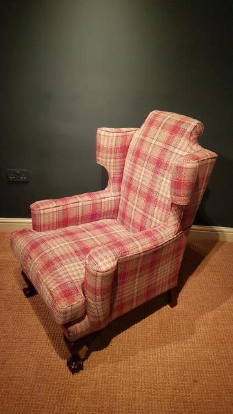 Matching Pair of Antique Wing Back Arm Chairs - Image 3