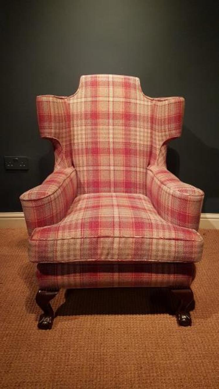 Matching Pair of Antique Wing Back Arm Chairs - Image 5