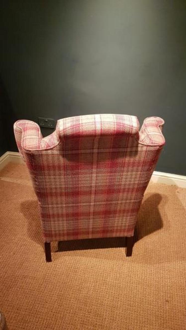 Matching Pair of Antique Wing Back Arm Chairs - Image 6