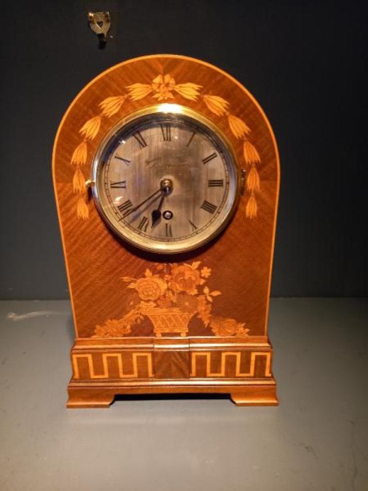 Superb Antique Fruitwood Inlaid Waring & Gillow Mantel Clock - Image 1