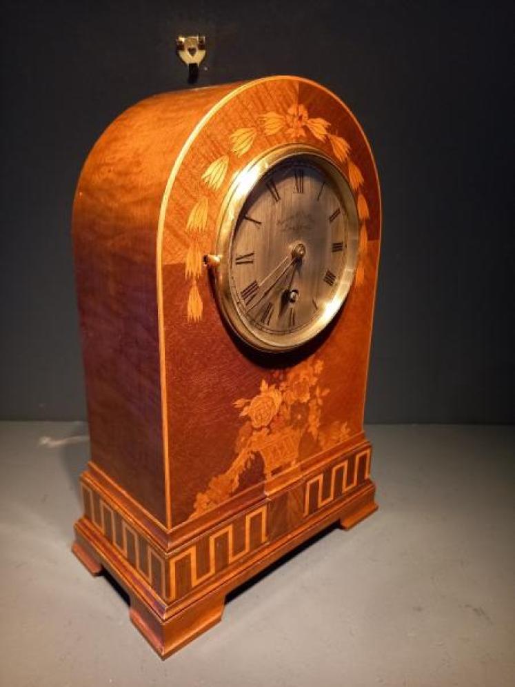 Superb Antique Fruitwood Inlaid Waring & Gillow Mantel Clock - Image 7