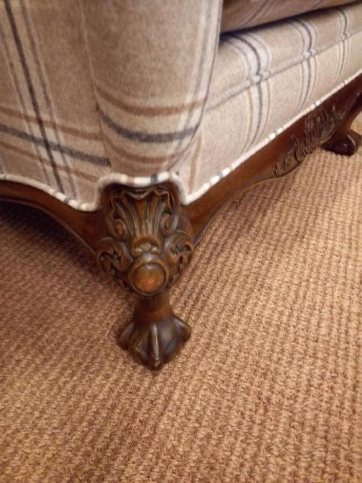Superb Antique Walnut Upholstered Wing Armchair - Image 4