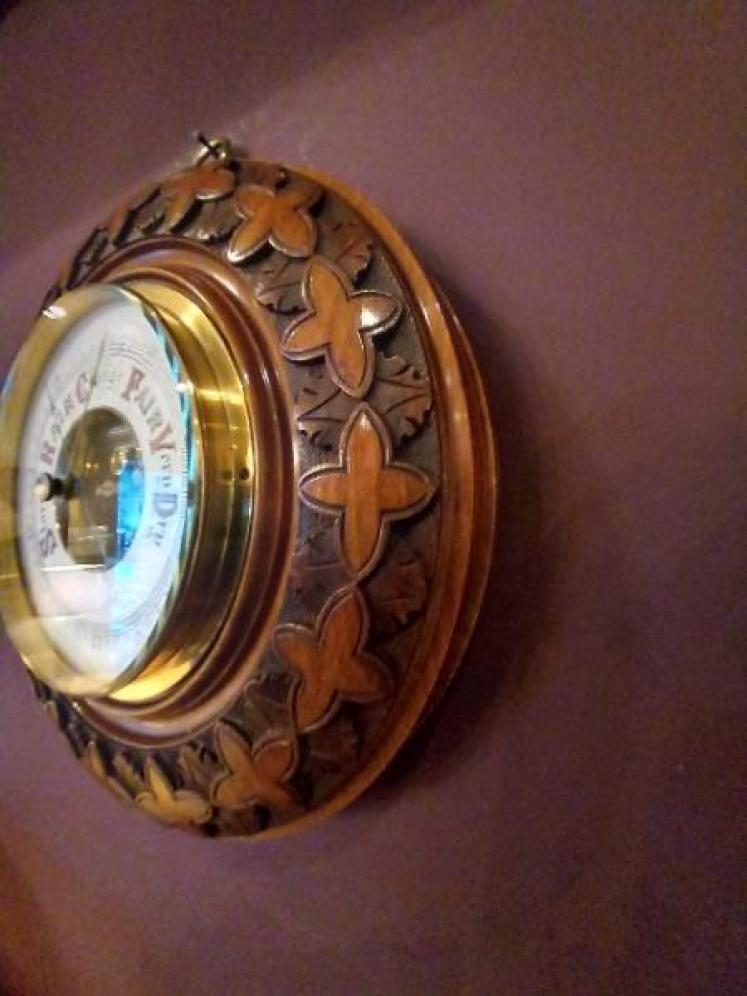 Superb Mid Victorian Walnut Skeletonised Barometer - Image 5
