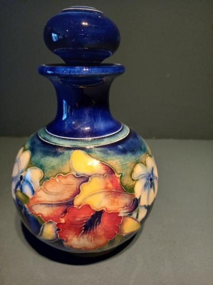 Moorcroft Slipper Orchid Scent Bottle & Stopper - Image 4