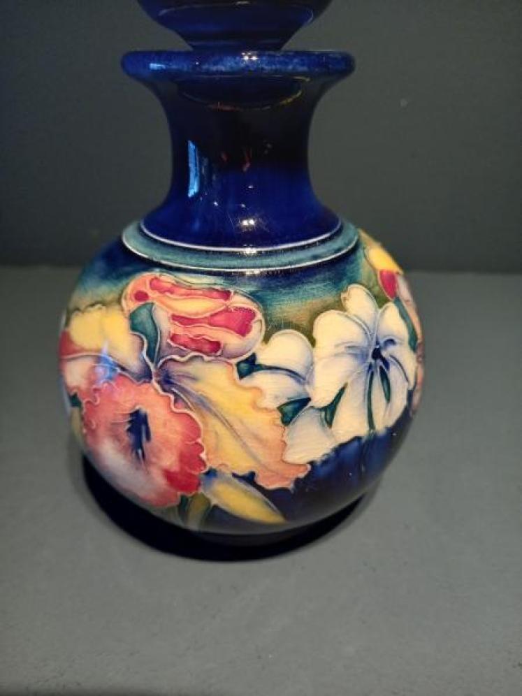 Moorcroft Slipper Orchid Scent Bottle & Stopper - Image 6
