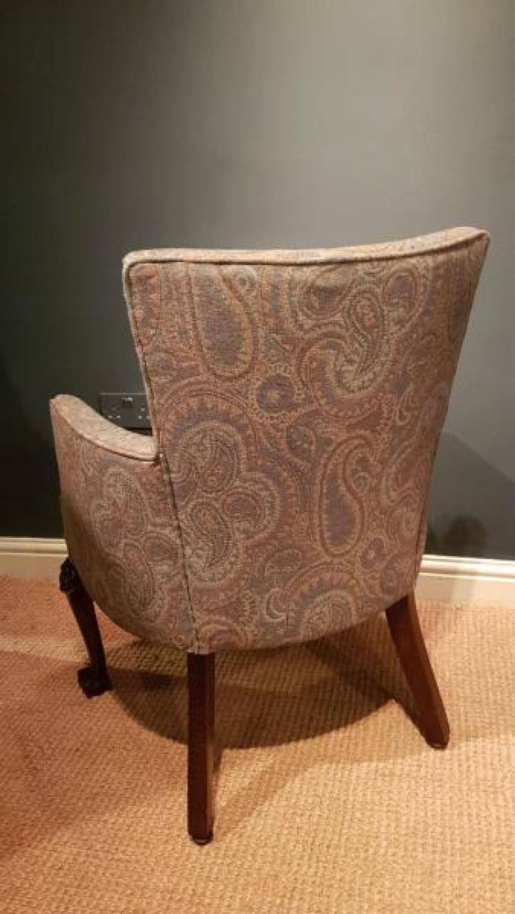 Pair of Antique Upholstered Arm Chairs - Image 2