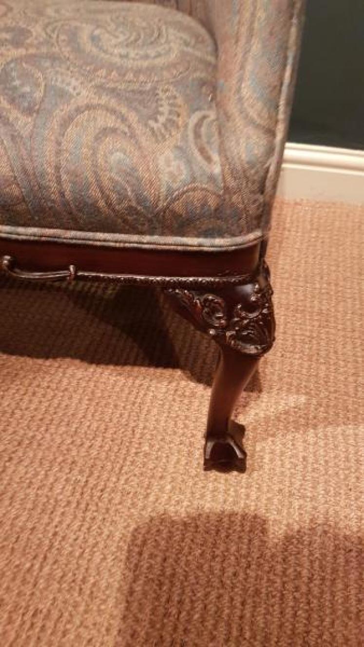 Pair of Antique Upholstered Arm Chairs - Image 4