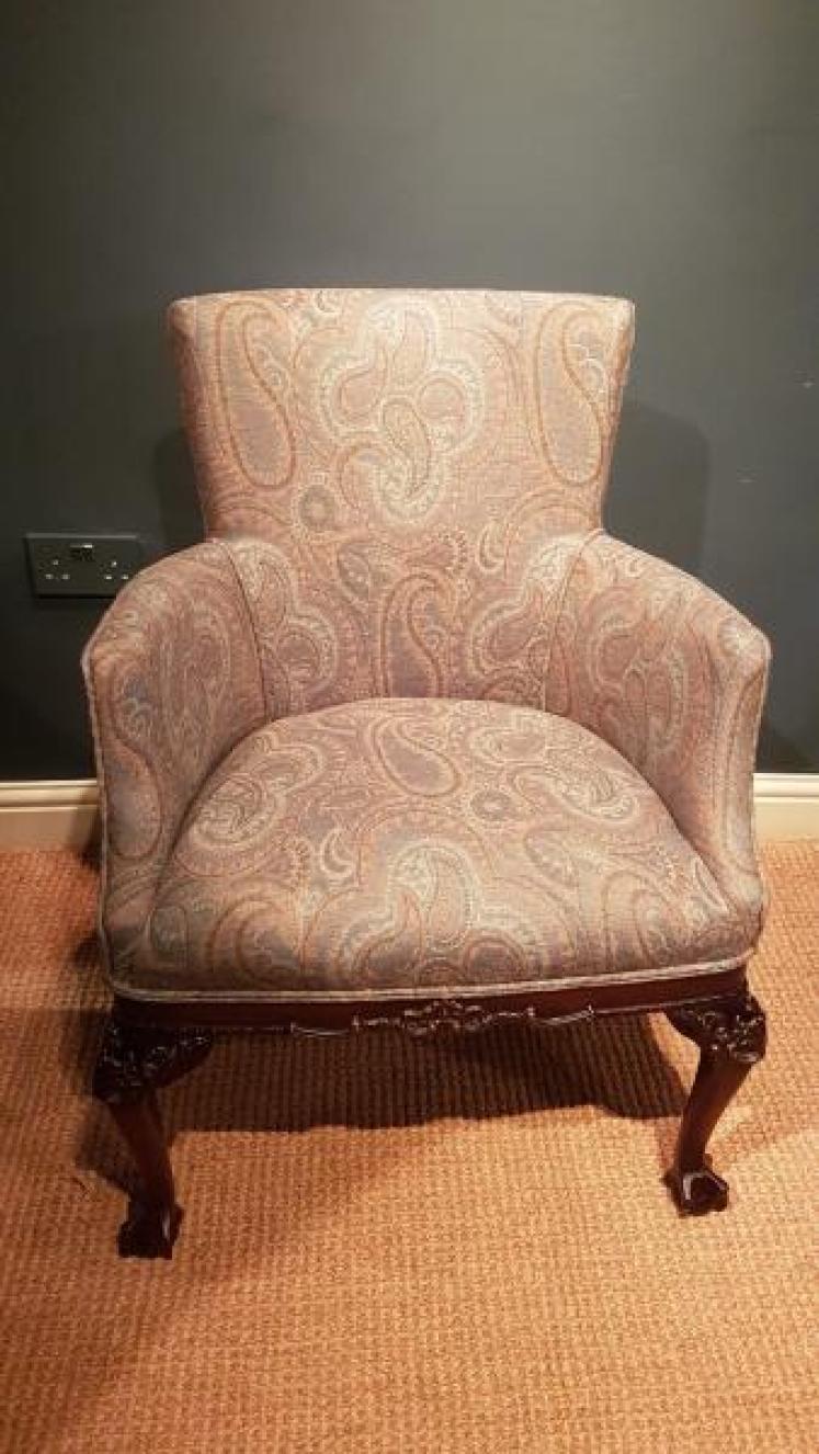 Pair of Antique Upholstered Arm Chairs - Image 5