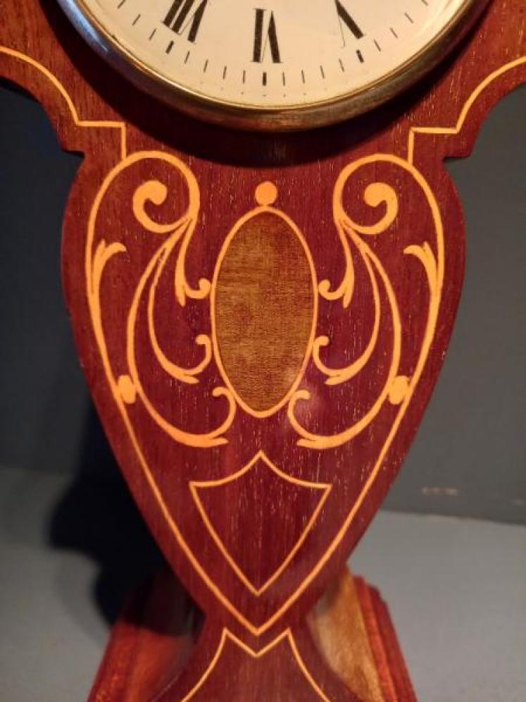 Edwardian Art Nouveau Style Fruitwood Inlaid Mantel Clock - Image 4
