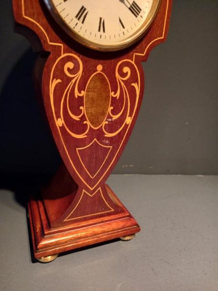 Edwardian Art Nouveau Style Fruitwood Inlaid Mantel Clock - Image 5