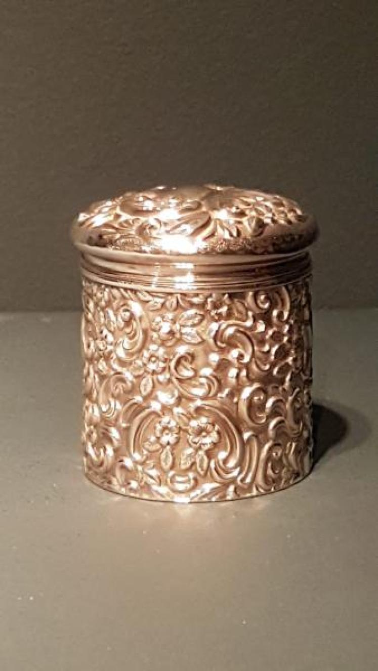 Victorian Embossed Silver Table Jar - Image 2