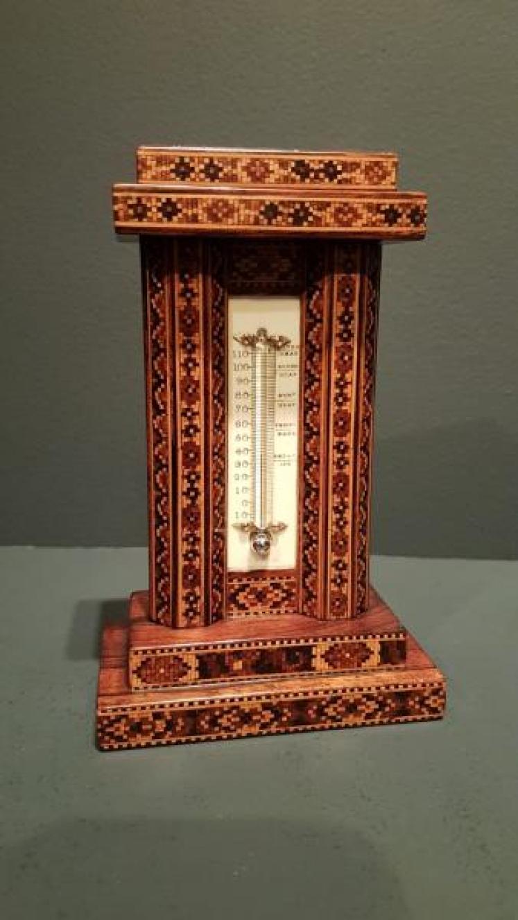 Fine Quality Victorian Tunbridge Ware Thermometer - Image 1